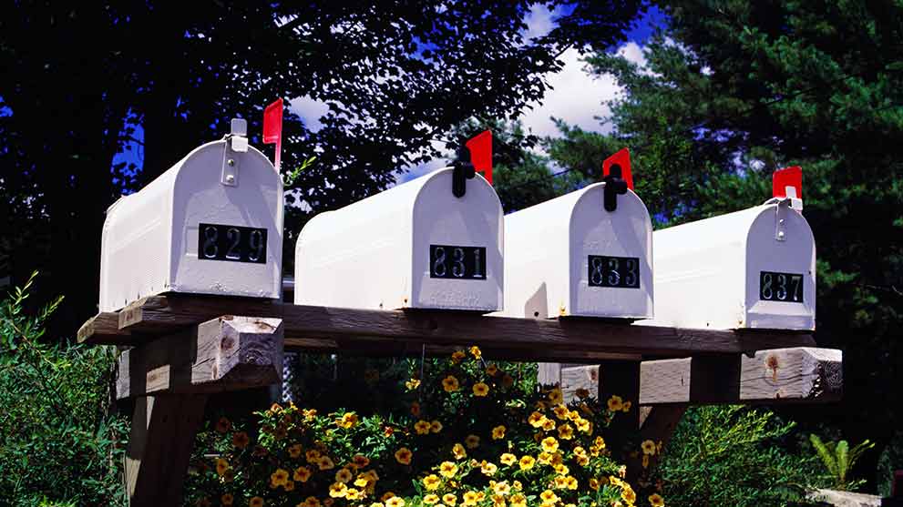 postal mailboxes along the road