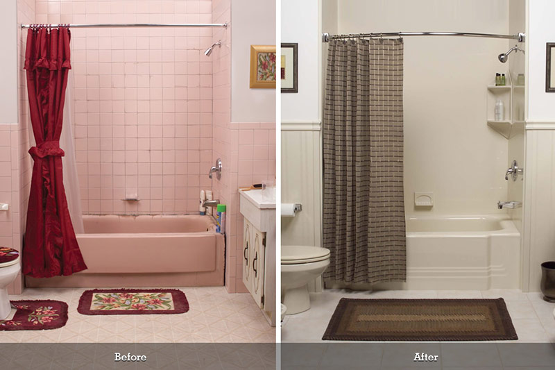 pink bathroom remodel before and after