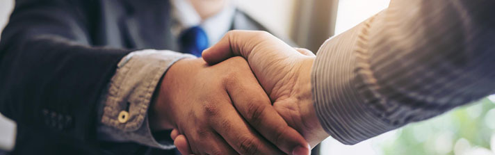 client shaking hands with agent