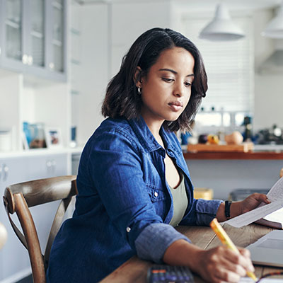 woman working at desk