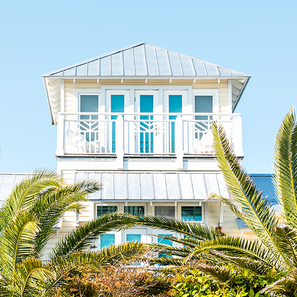 home with palm trees