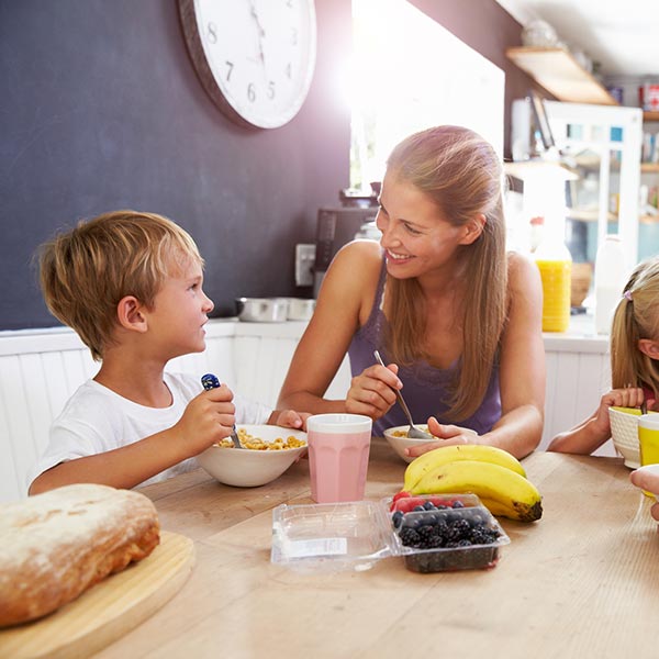 Family at breakfast