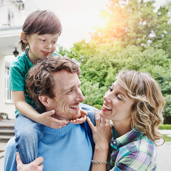 Couple and child sharing a moment